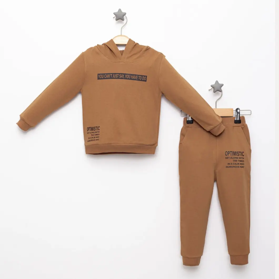 Compleu sport 2 piese băieți 3-6 ani, maro, 100% bumbac [2]