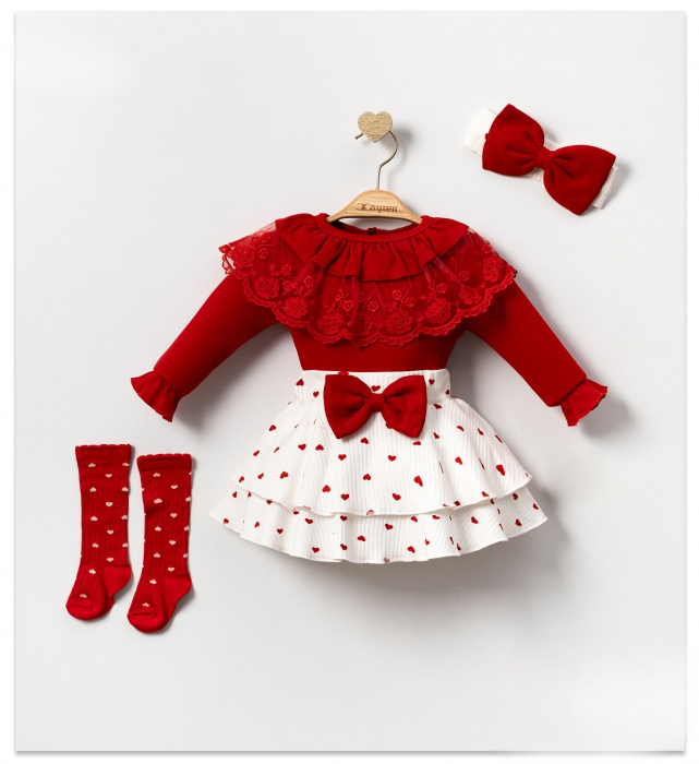 Compleu Bebeluşi Fetiţe 4 Piese Red Beauty [8]