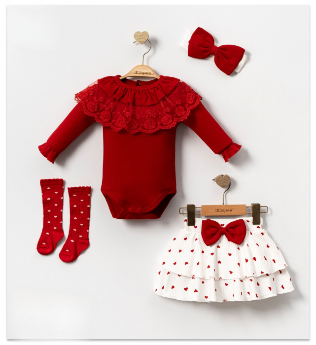 Compleu Bebeluşi Fetiţe 4 Piese Red Beauty [10]