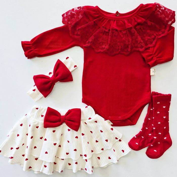 Compleu Bebeluşi Fetiţe 4 Piese Red Beauty [19]