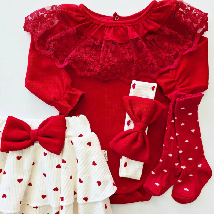 Compleu Bebeluşi Fetiţe 4 Piese Red Beauty [18]