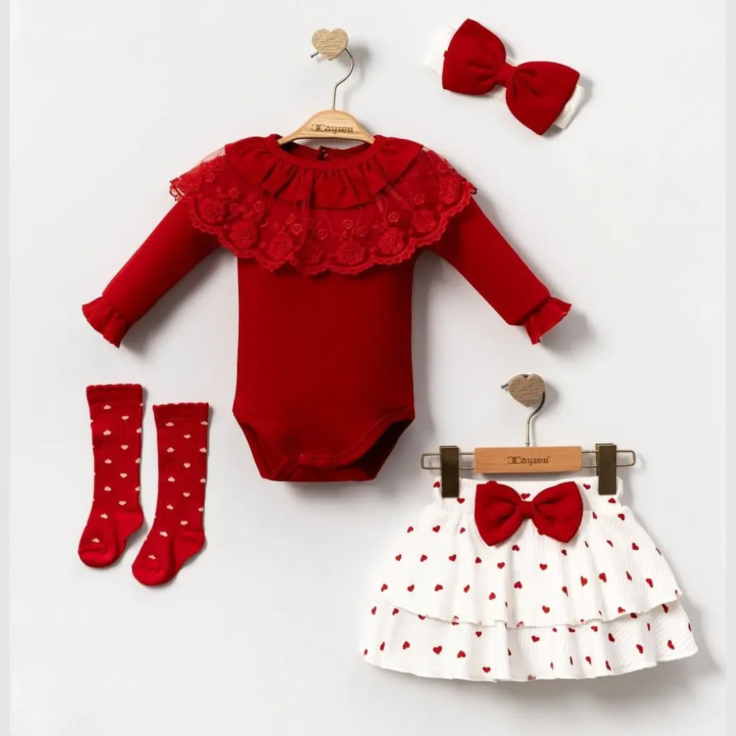 Compleu Bebeluşi Fetiţe 4 Piese Red Beauty [2]