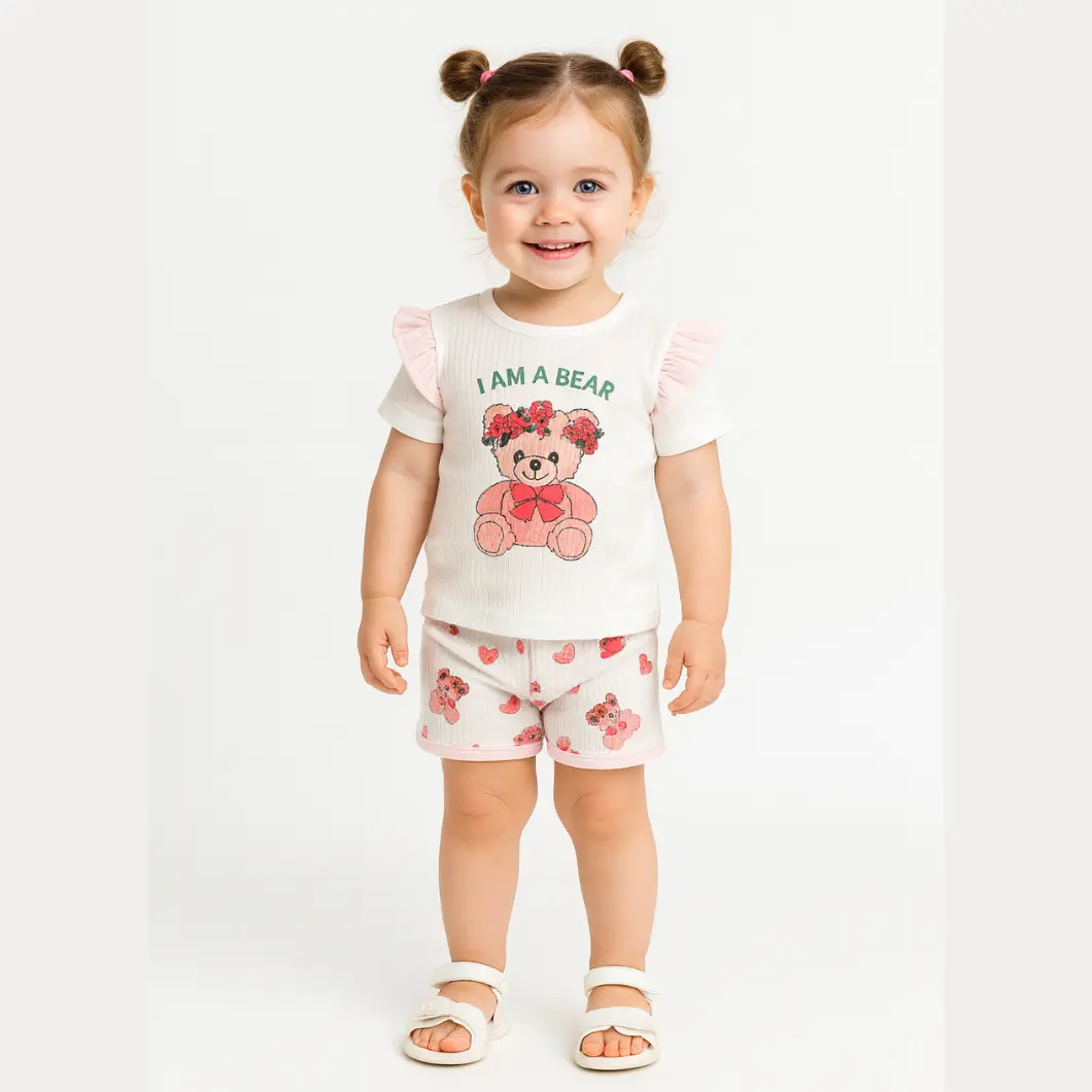Compleu Fetițe Teddy Rose - Bumbac 100% Premium [1]