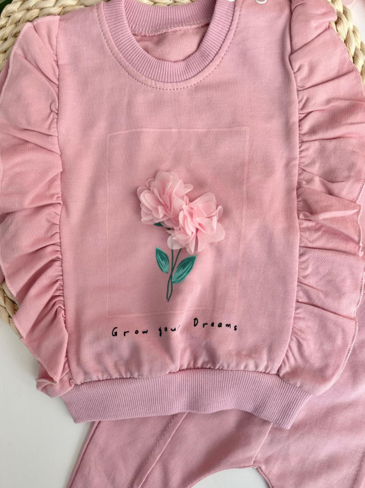 Compleu fetițe – Bluza florală 3D și pantaloni roz [2]