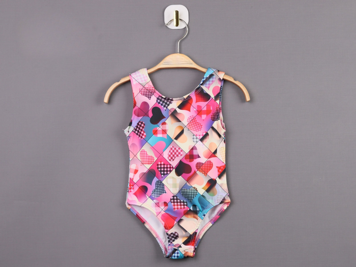 Costum de Baie Întreg pentru Fetite - Model Inimioare Multicolore [1]