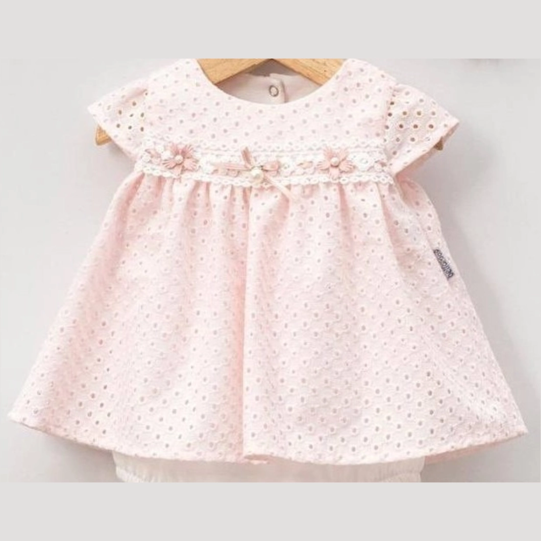 Rochiță Body Fetițe - Candy Pearl, Bumbac Brodat, Roz, Bentiță Inclusă [3]