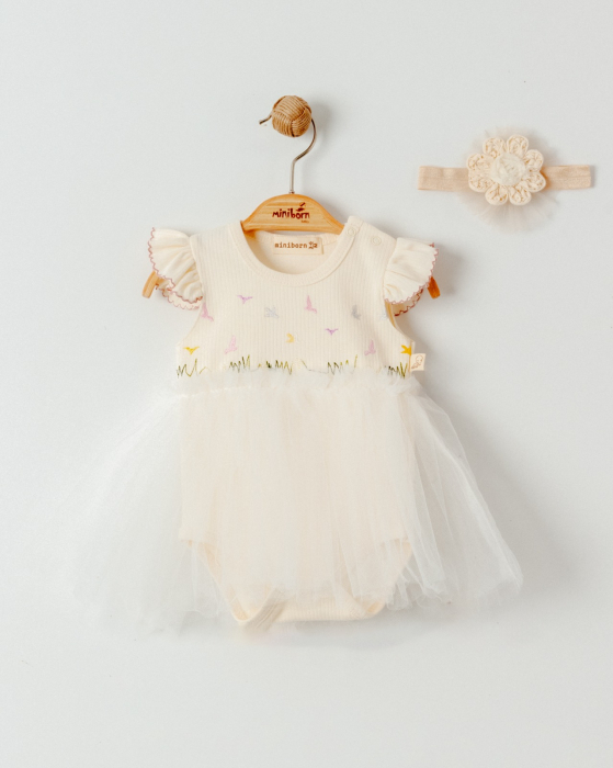 Rochiță Body "Ivory Elegance" - Premium, cu Fustiță Tull și Bentită Asortată [1]