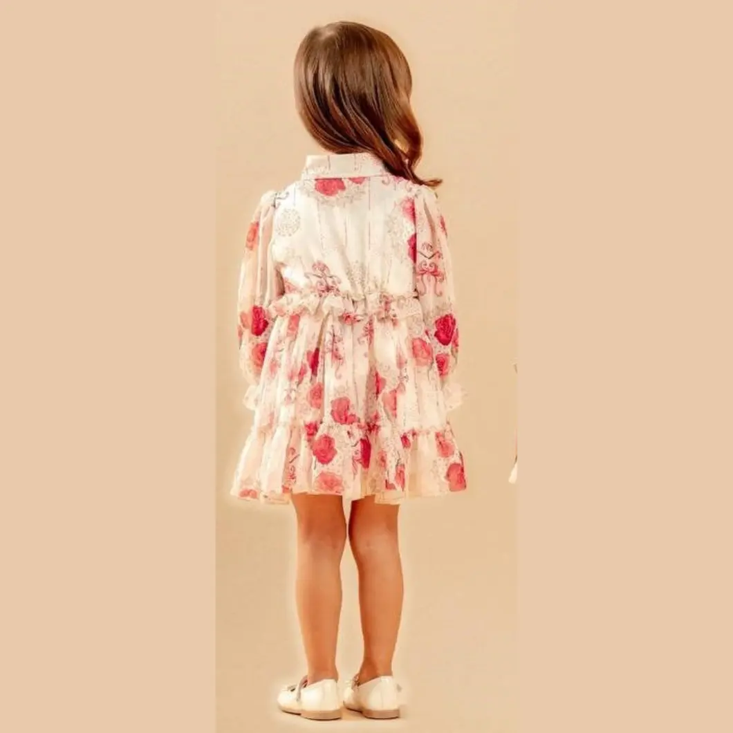 Rochiță pentru fetițe – Design floral, voal moale, stil elegant [7]