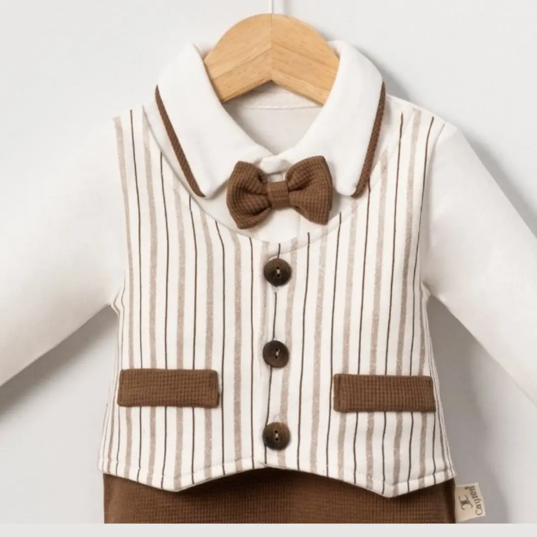 Salopetă maro elegantă băieței, 100% bumbac [4]