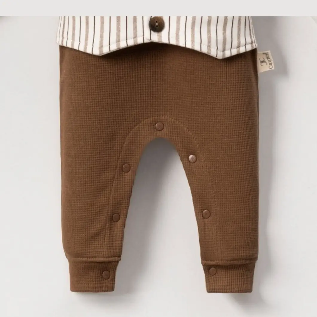 Salopetă maro elegantă băieței, 100% bumbac [5]