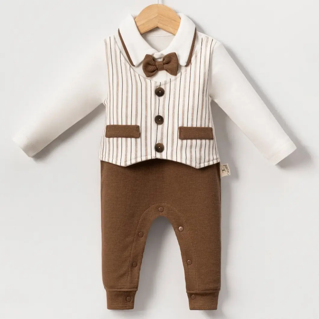 Salopetă maro elegantă băieței, 100% bumbac [2]