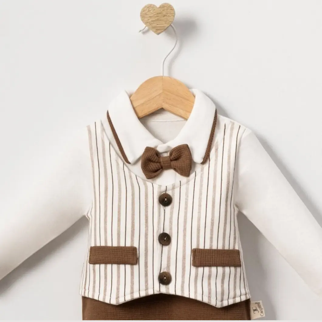 Salopetă maro elegantă băieței, 100% bumbac [3]