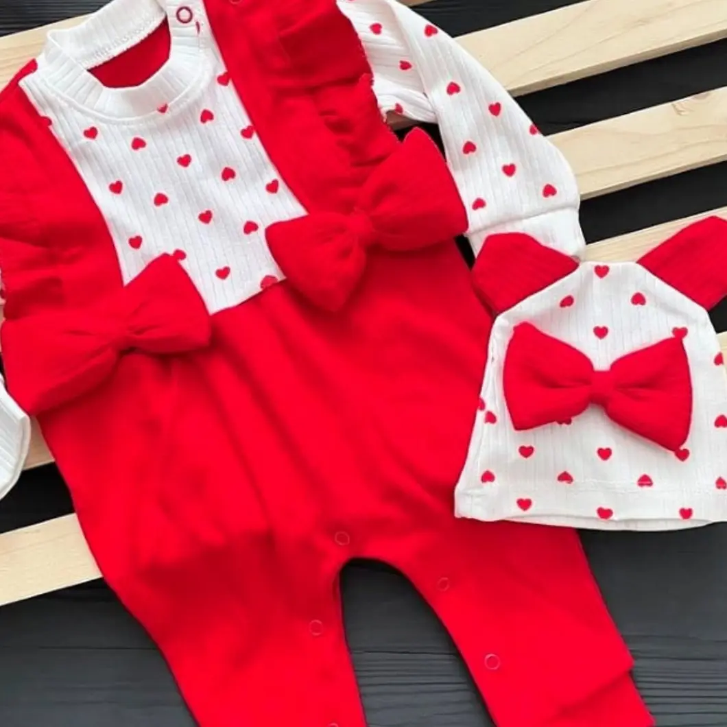 Salopetă Fetițe cu Căciuliță Tiny Hearts,100% Bumbac [5]
