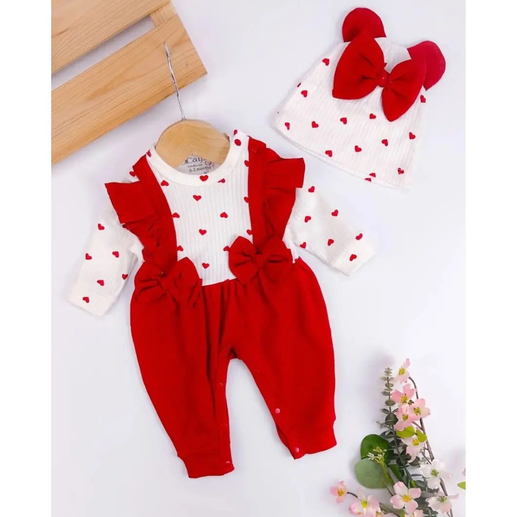 Salopetă Fetițe cu Căciuliță Tiny Hearts,100% Bumbac [2]