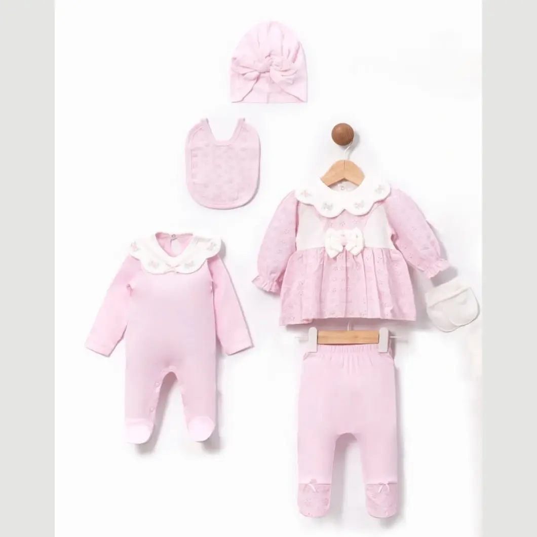 Set 10 Piese Nou-Născut Fetiță – Antique Roz Bumbac OEKO-TEX [2]
