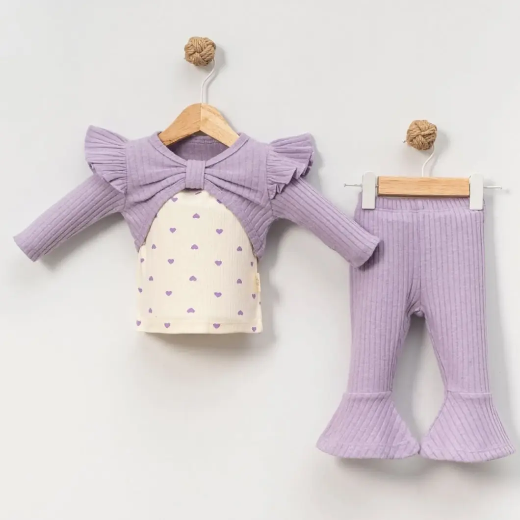 Set 3 Piese Fetițe – Purple Mood – 80% Bumbac cu Maiou [3]