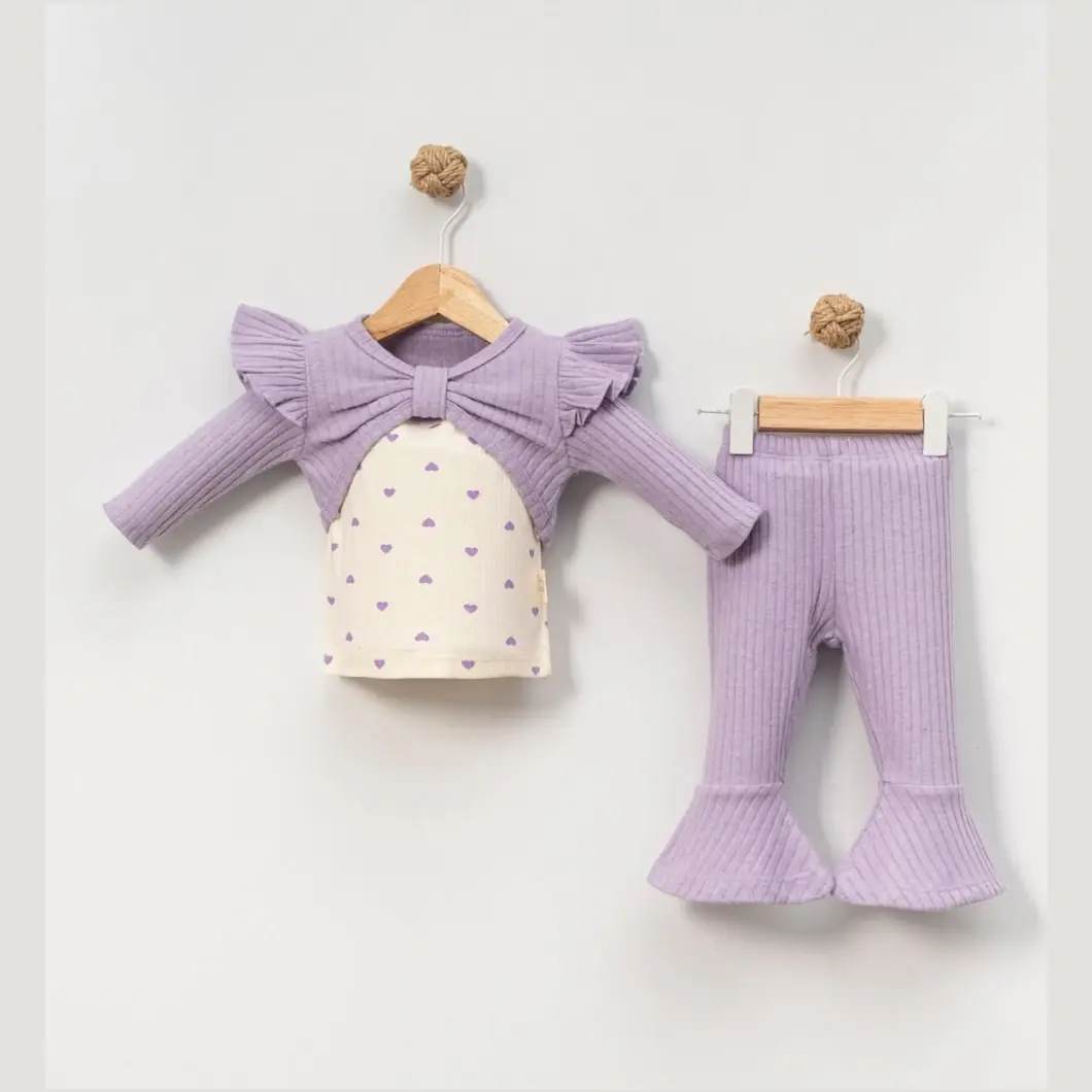 Set 3 Piese Fetițe – Purple Mood – 80% Bumbac cu Maiou [2]