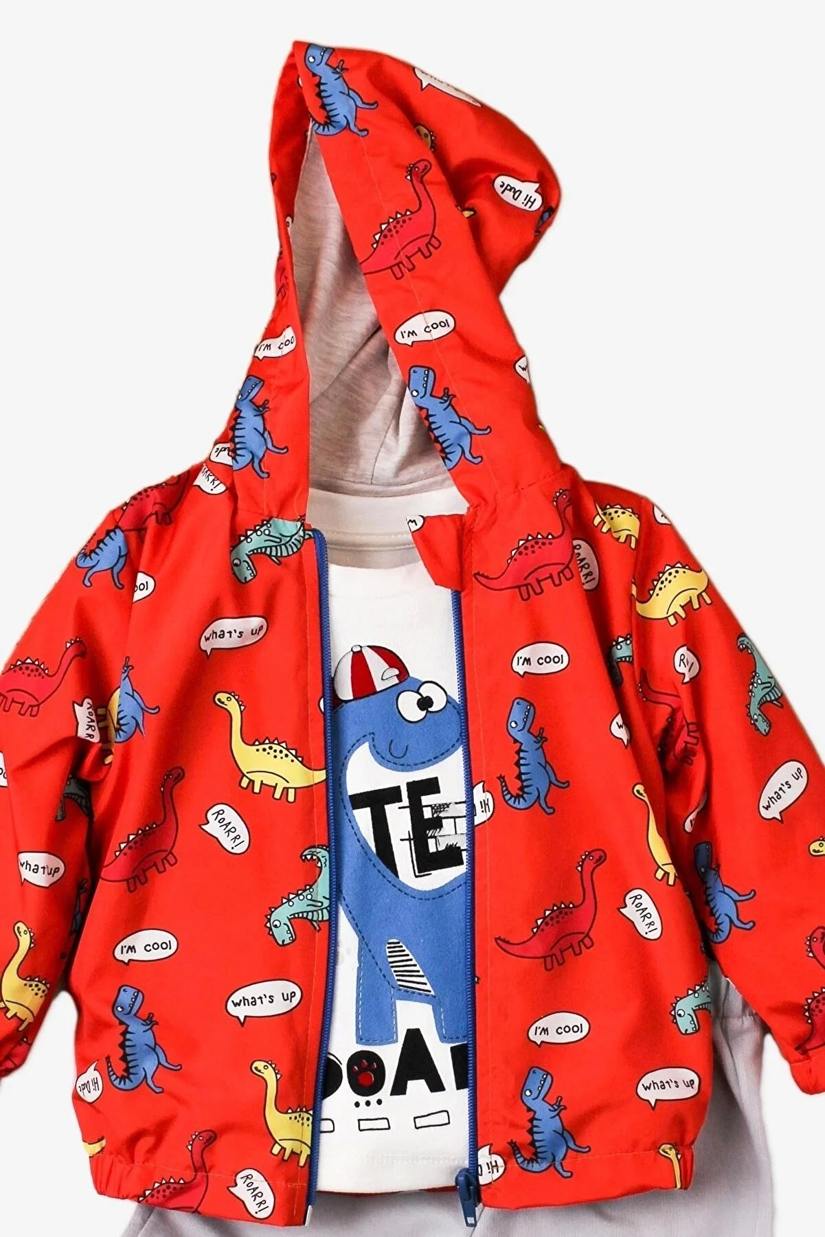 Set 3 Piese pentru Băieți - Geacă, Bluza, Pantalon Lung - Imprimeu Dinozaur [4]