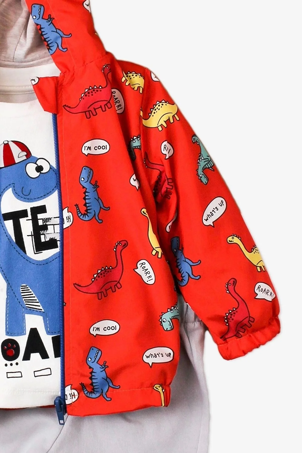 Set 3 Piese pentru Băieți - Geacă, Bluza, Pantalon Lung - Imprimeu Dinozaur [5]