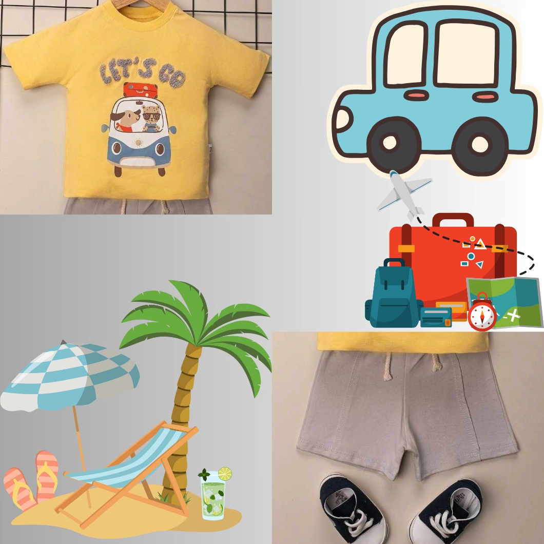 Set 2 Piese de Vară Băietei - Let's Go Van, 100% Bumbac, Tricou și Pantaloni Scurți [8]