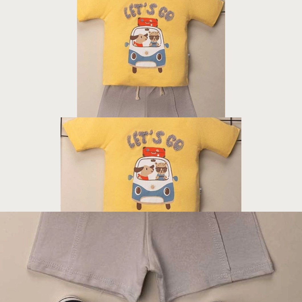 Set 2 Piese de Vară Băietei - Let's Go Van, 100% Bumbac, Tricou și Pantaloni Scurți [7]