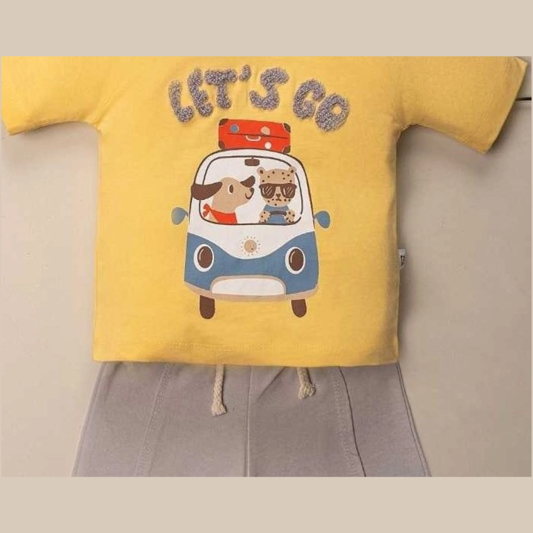 Set 2 Piese de Vară Băietei - Let's Go Van, 100% Bumbac, Tricou și Pantaloni Scurți [4]