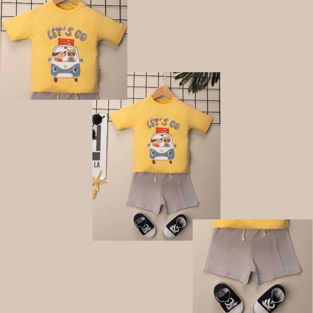 Set 2 Piese de Vară Băietei - Let's Go Van, 100% Bumbac, Tricou și Pantaloni Scurți [6]