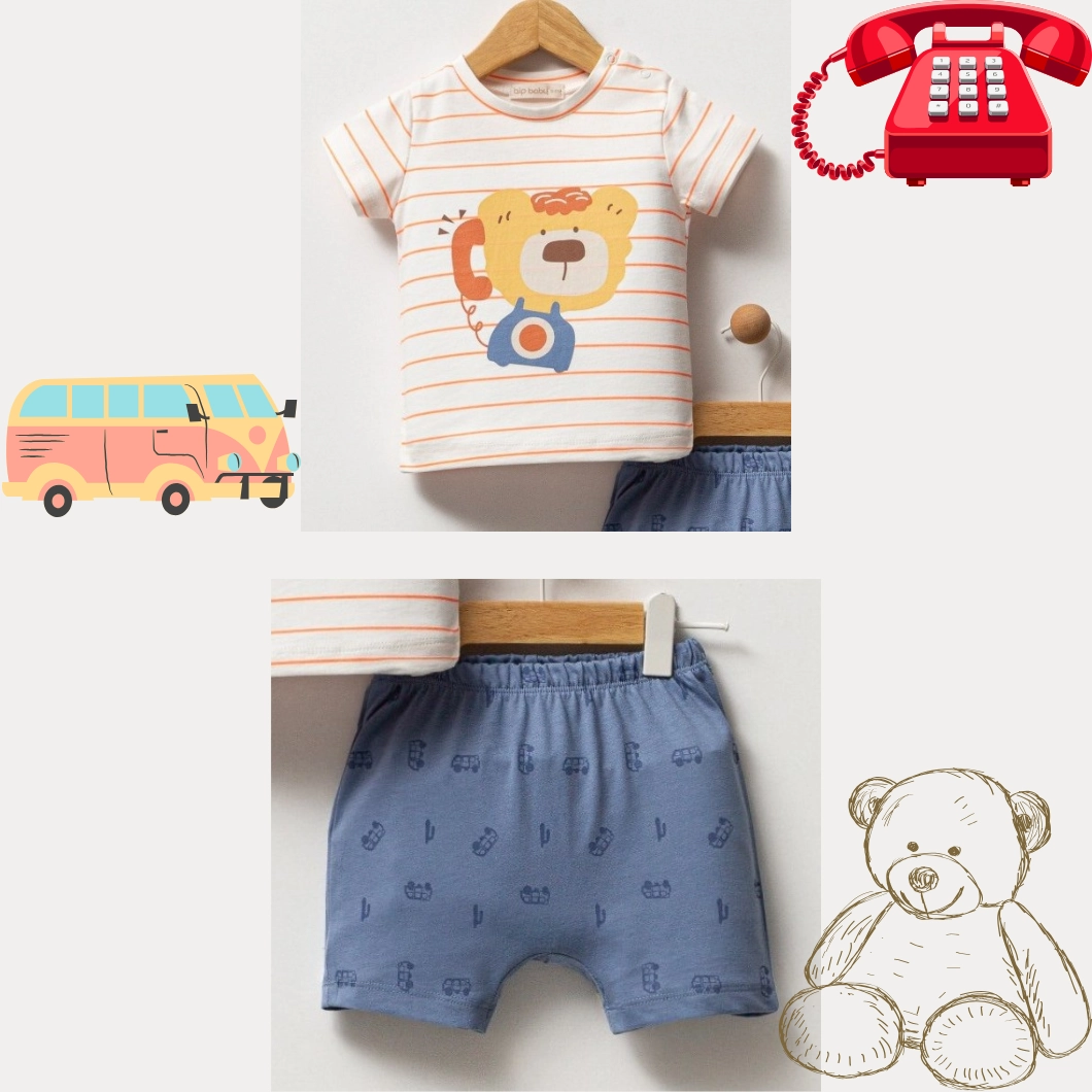 Set 2 Piese de Vară Băieței - BearPhone, 100% Bumbac (6-24 luni) [6]