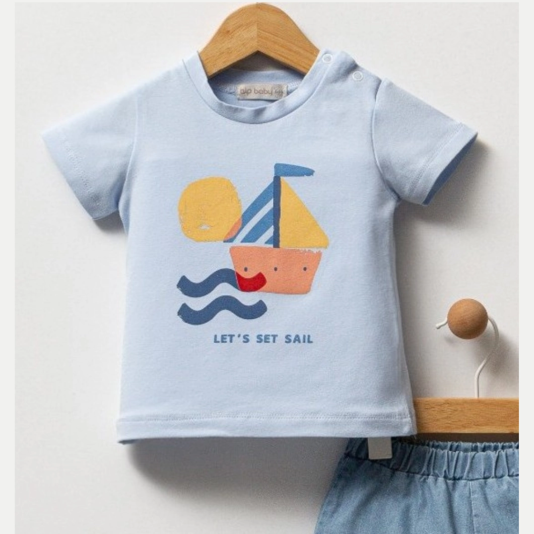 Set 2 Piese de Vară Băieței - Let's Set Sail, 100% Bumbac (6-24 luni) [2]