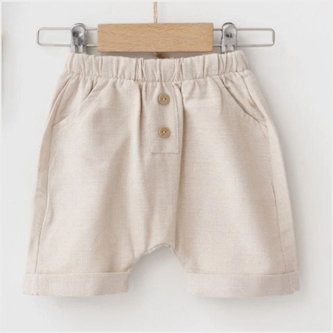 Set vară băieței din muselină cu cămașă bleu și pantaloni cappuccino [4]