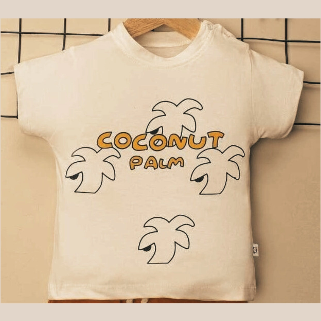 Set 2 Piese de Vară Băietei - Coconut Palm Ecru, 100% Bumbac [3]