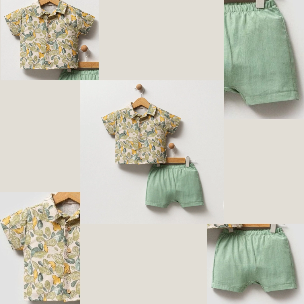 Set 2 Piese de Vară Băieței - Camouflaj, 100% Bumbac, Muselină (6-24 luni) [9]