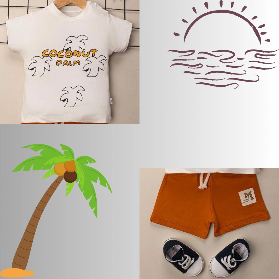 Set 2 Piese de Vară Băietei - Coconut Palm, 100% Bumbac [8]