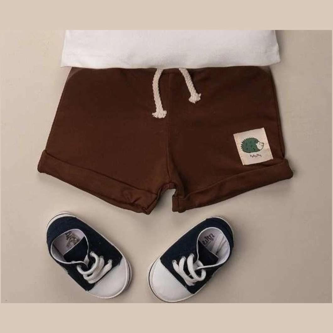 Set 2 Piese de Vară Băieței - Green HedgeHog, 100% Bumbac, Tricou și Pantaloni Scurți [4]