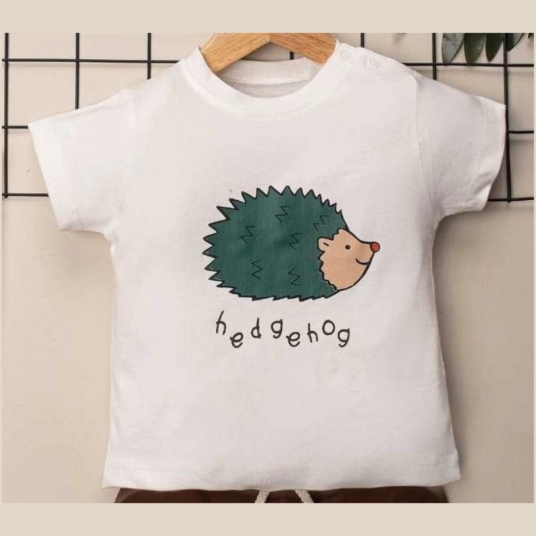 Set 2 Piese de Vară Băieței - Green HedgeHog, 100% Bumbac, Tricou și Pantaloni Scurți [2]