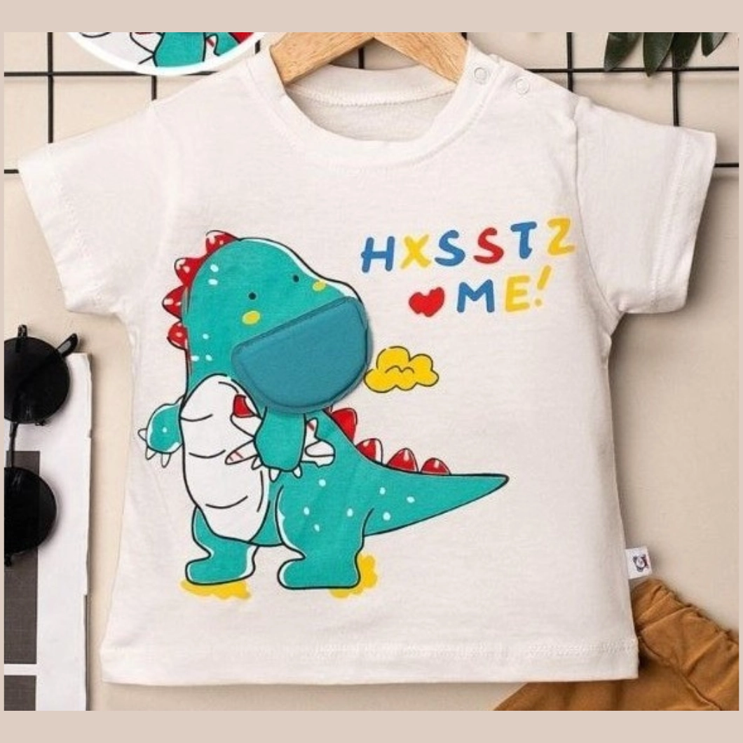 Set DinoMe Băieței Vară – Tricou Dinozaur & Pantaloni Maro [4]