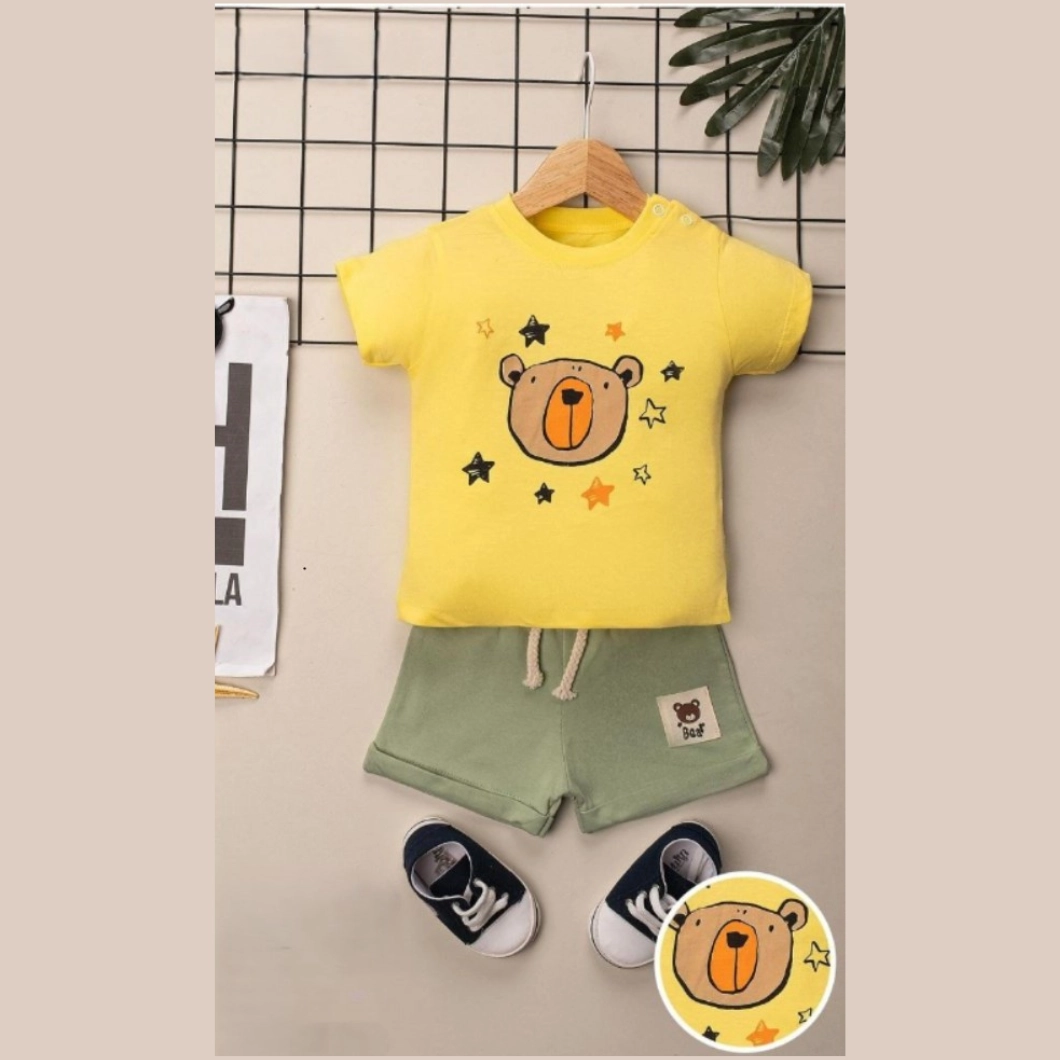 Set Stelar Bear Vară Băieței – Tricou Galben & Pantaloni Vernil [1]