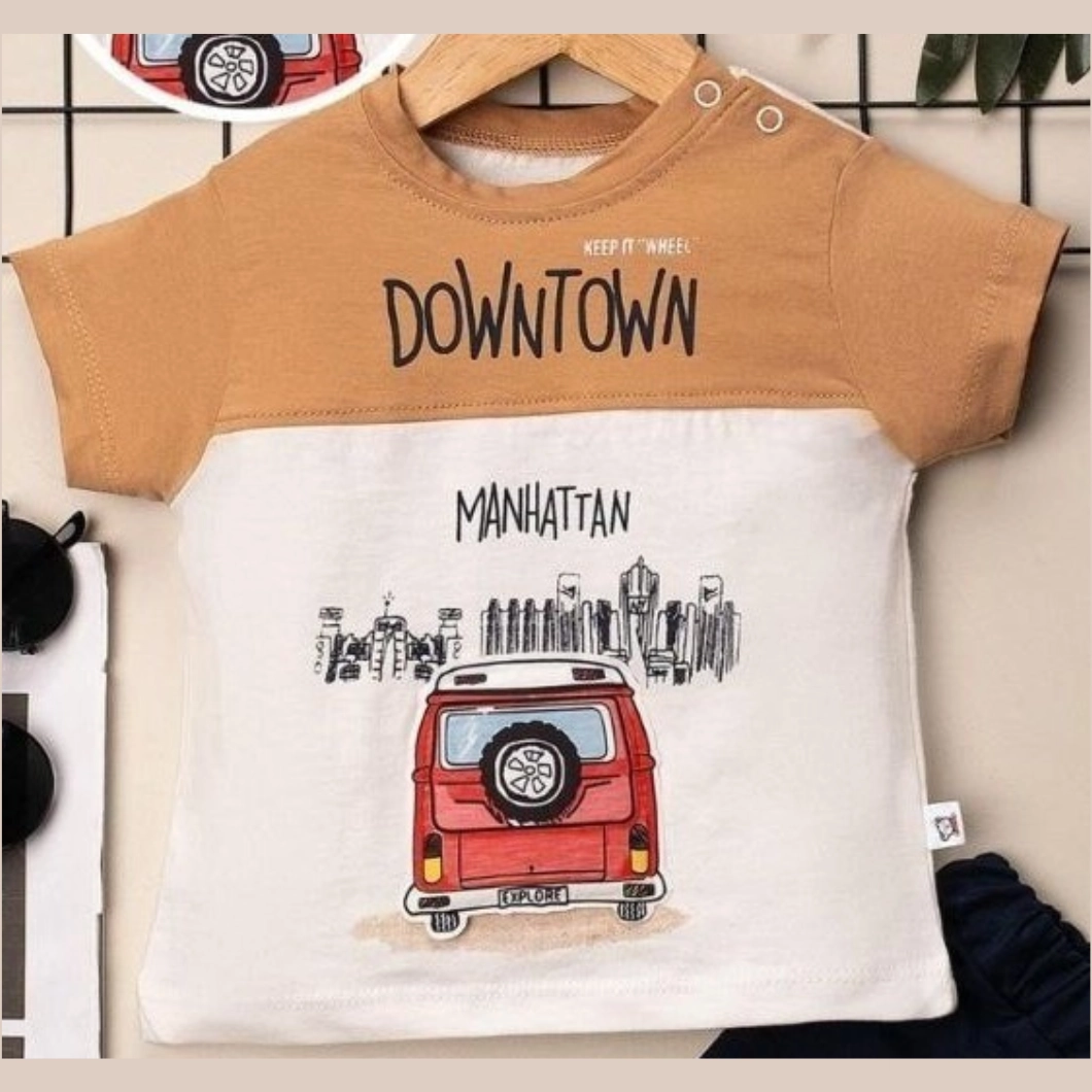 Set Vară Manhattan Băieței – Tricou Minivan & Pantaloni Bleumarin [2]