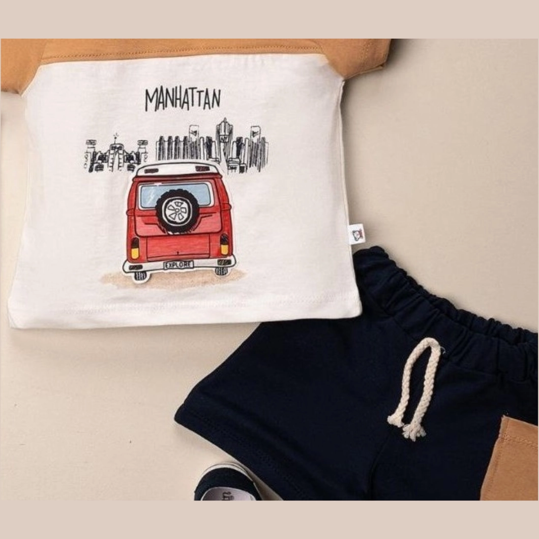 Set Vară Manhattan Băieței – Tricou Minivan & Pantaloni Bleumarin [5]