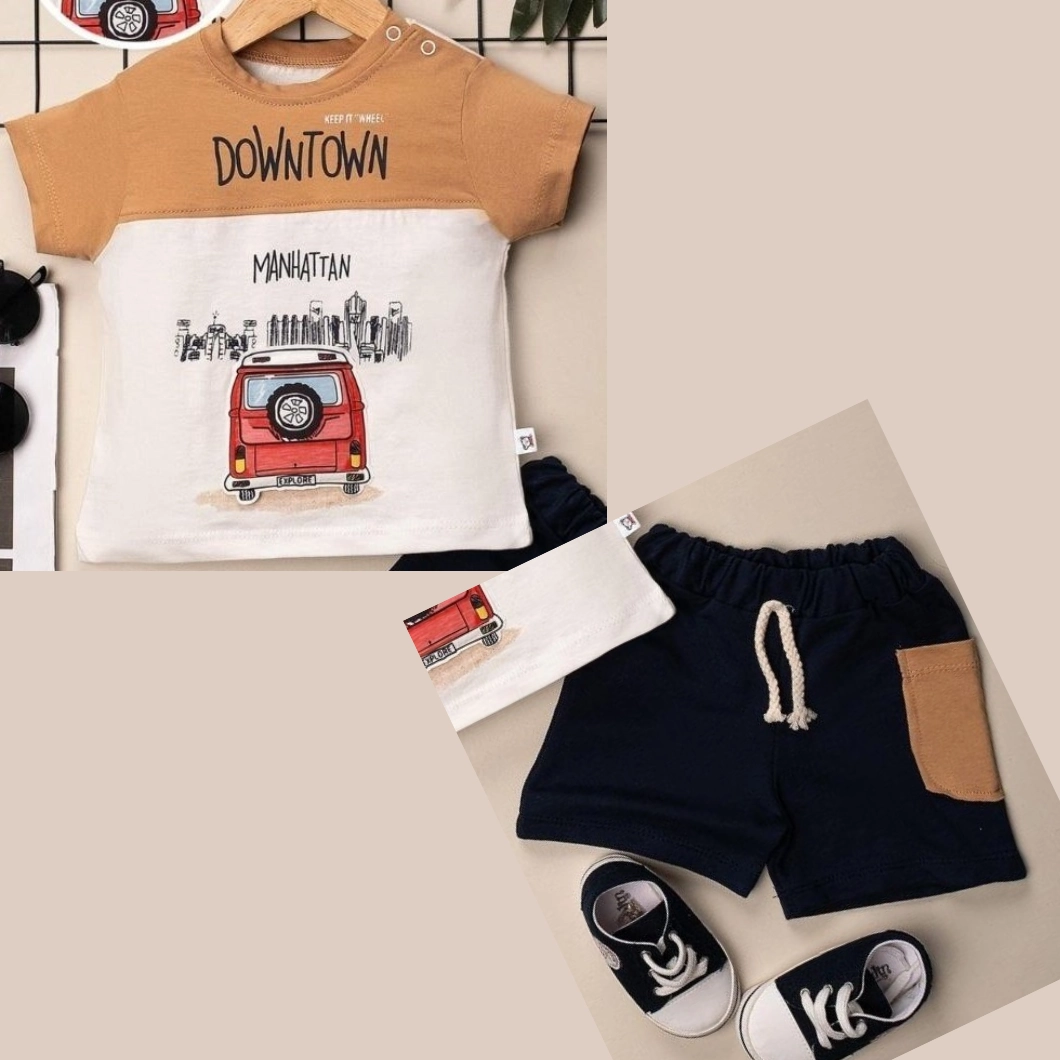 Set Vară Manhattan Băieței – Tricou Minivan & Pantaloni Bleumarin [7]