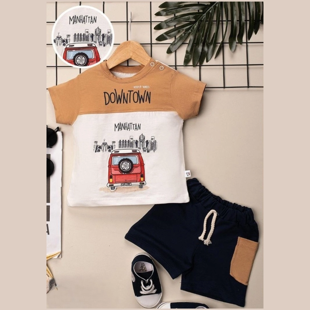 Set Vară Manhattan Băieței – Tricou Minivan & Pantaloni Bleumarin [3]