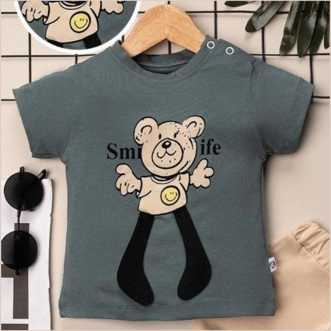 Set Vară Smife Băieței – Tricou Verde & Pantaloni Bej [4]