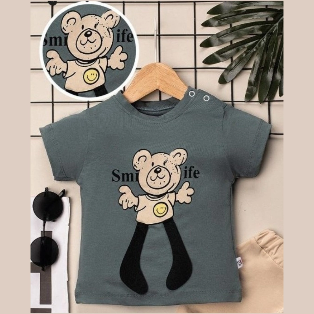 Set Vară Smife Băieței – Tricou Verde & Pantaloni Bej [2]