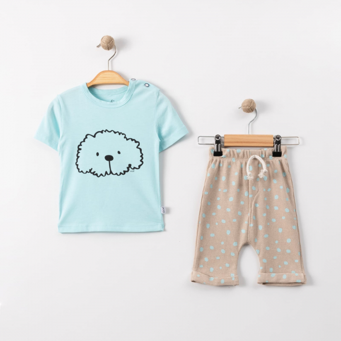 Set 2 Piese Vara pentru Baietei Puppy -Tricou Bleu [1]