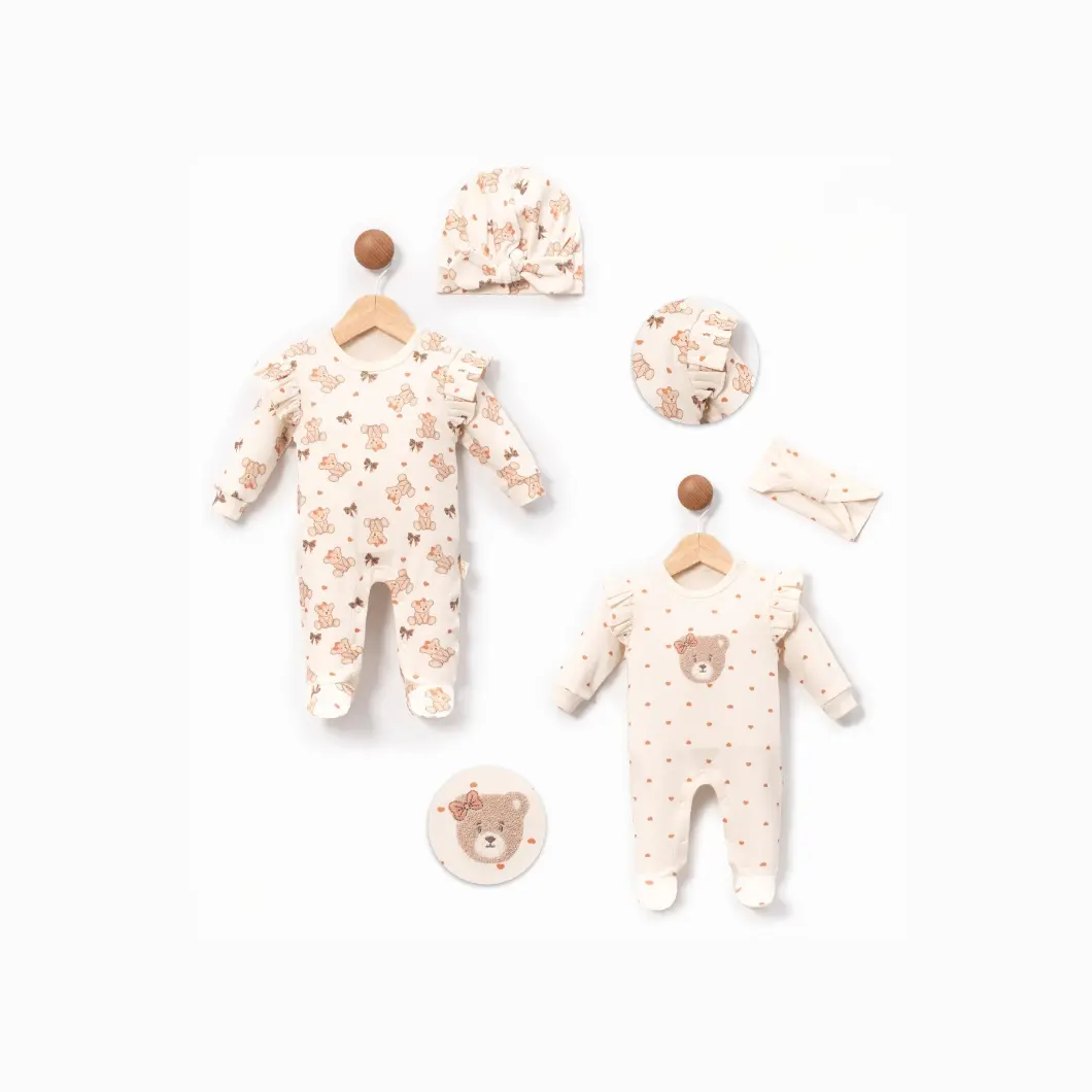 Set 2 Salopete Fetițe Matilda Bumbac OEKO-TEX 0–6 Luni [9]