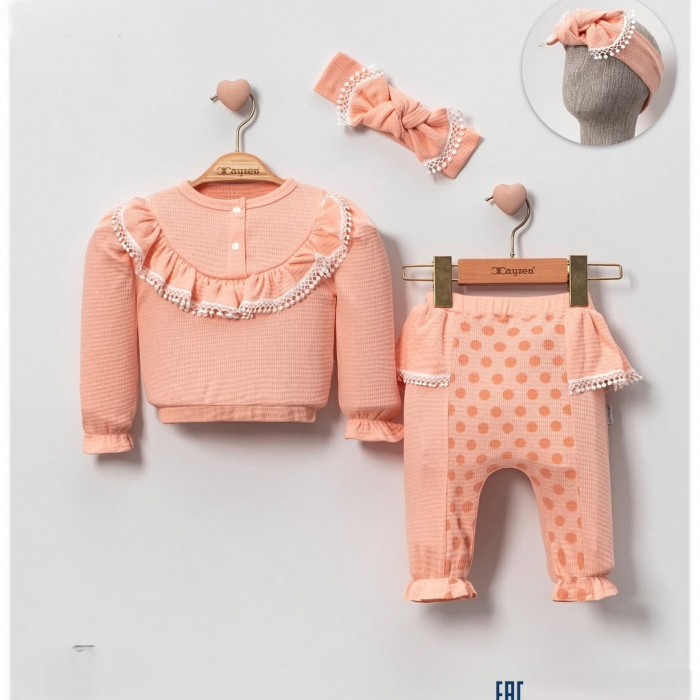 Set fetițe somon, bluză și pantaloni 100% bumbac [1]