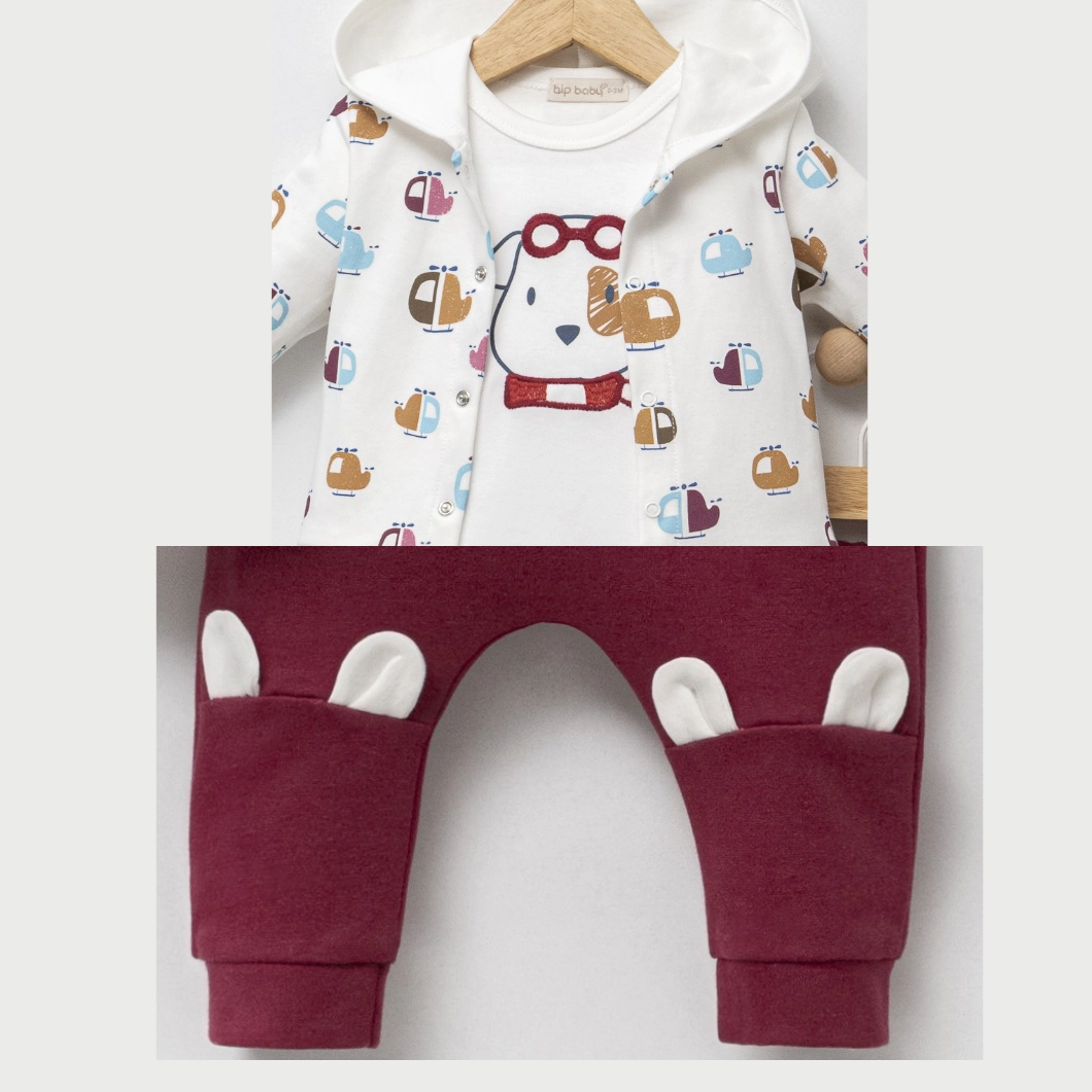 Set 3 piese Băieței Helly Baby Grena - 100% Bumbac [8]