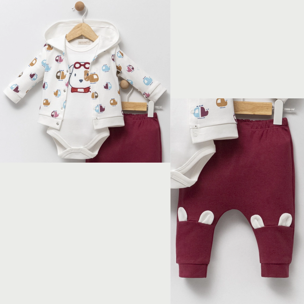 Set 3 piese Băieței Helly Baby Grena - 100% Bumbac [7]