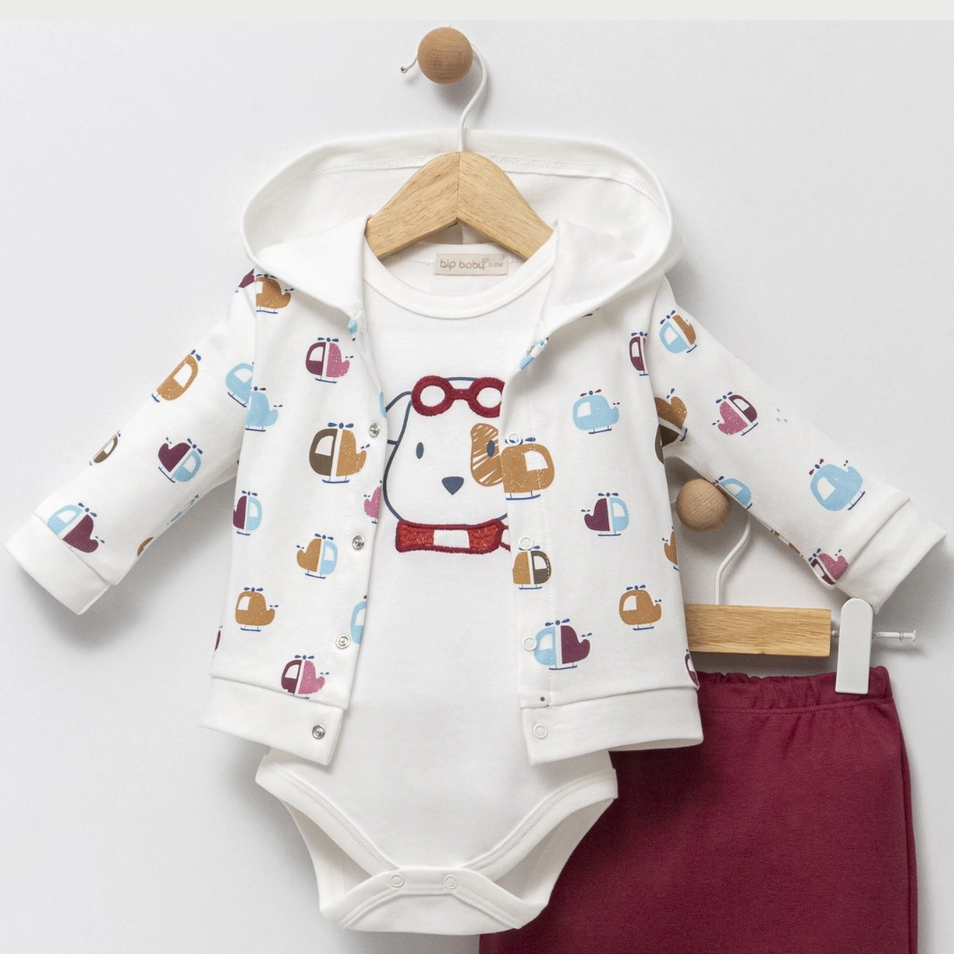 Set 3 piese Băieței Helly Baby Grena - 100% Bumbac [2]