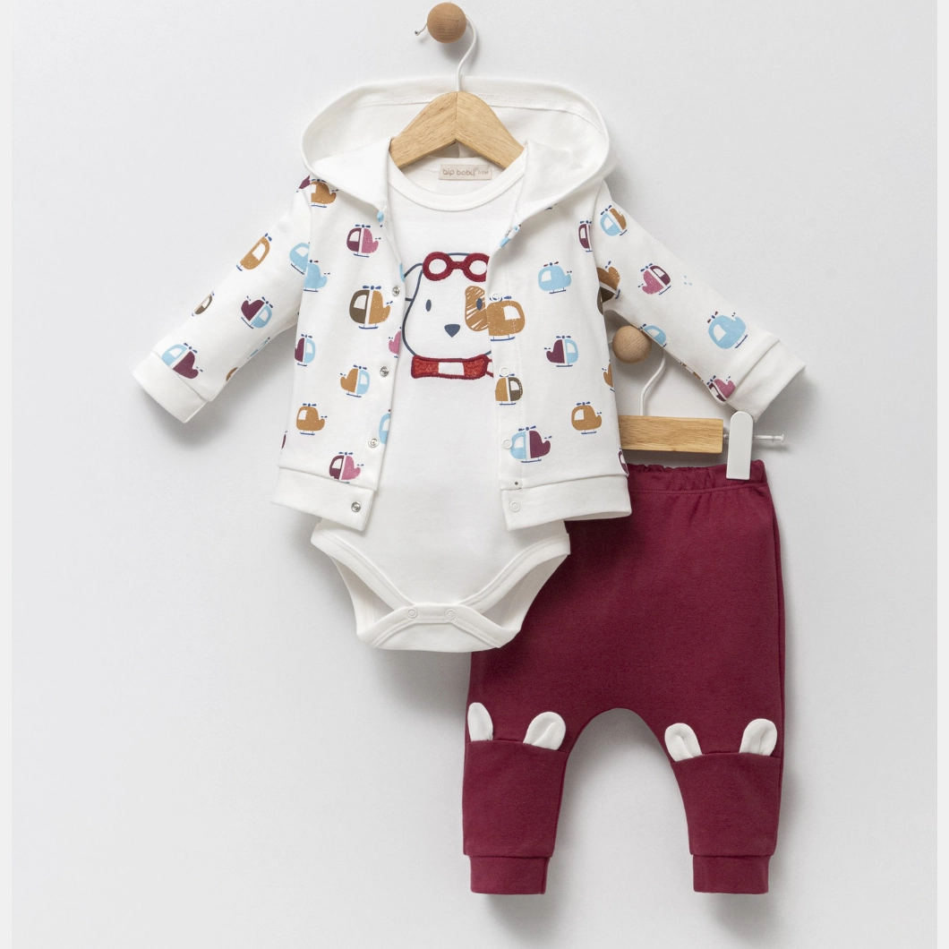 Set 3 piese Băieței Helly Baby Grena - 100% Bumbac [1]